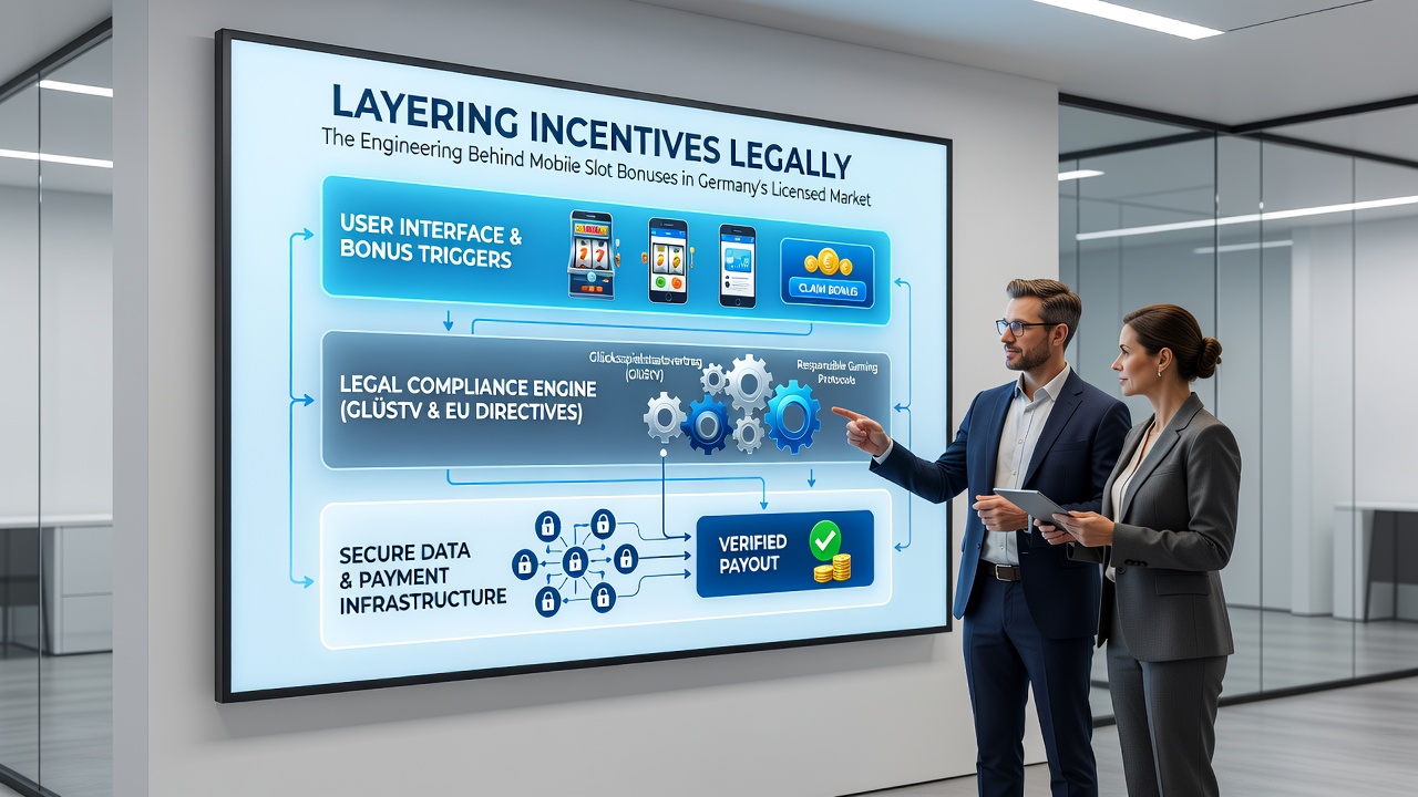 Diagramm zur rechtlichen und technischen Integration von Slot-Boni in mobilen Anwendungen